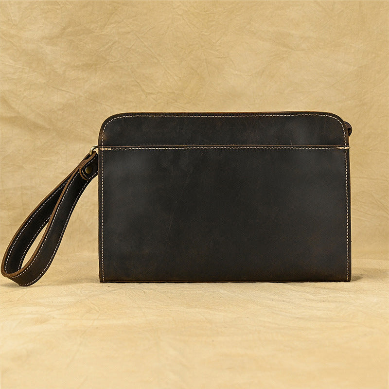 Men's Clutch Crazy Horse Leather Vintage First Layer Kraft Men's Wallets