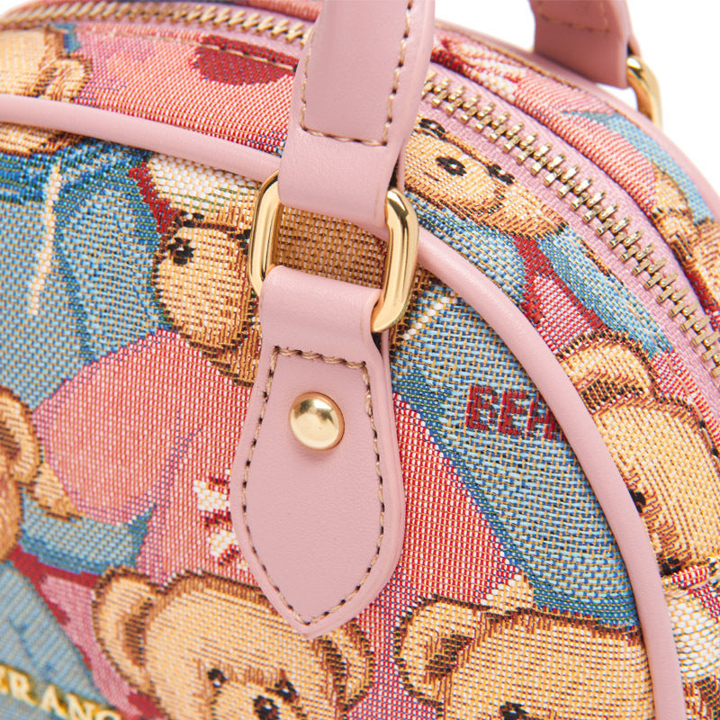 Women's Bear Attachment Portable Fashion Bowling Cute Crossbody Bags