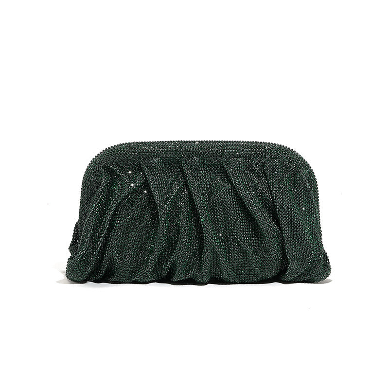 Hand Clutch Pleated Chain Rhinestone Cloud Clip Bags