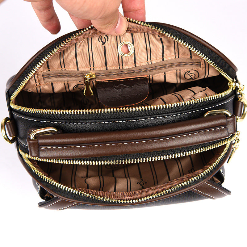 Women's Cattlehide Leather Fashion Trendy Wide Strap Handbags