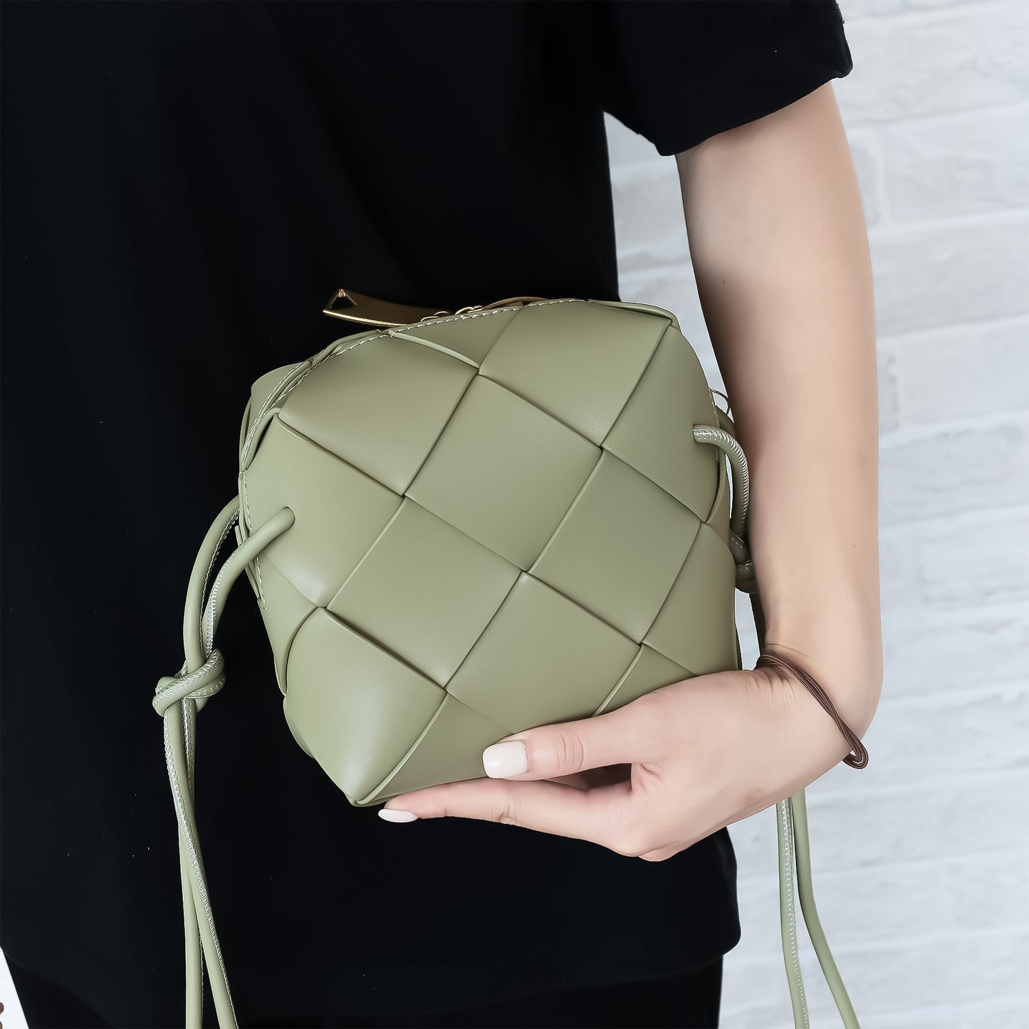 Women's Spring Genuine Leather Diamond Pattern Commute Soft Crossbody Bags