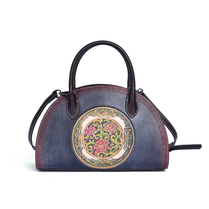 Women's Layer Cowhide Chinese Style Dumpling Unique Craft Handbags