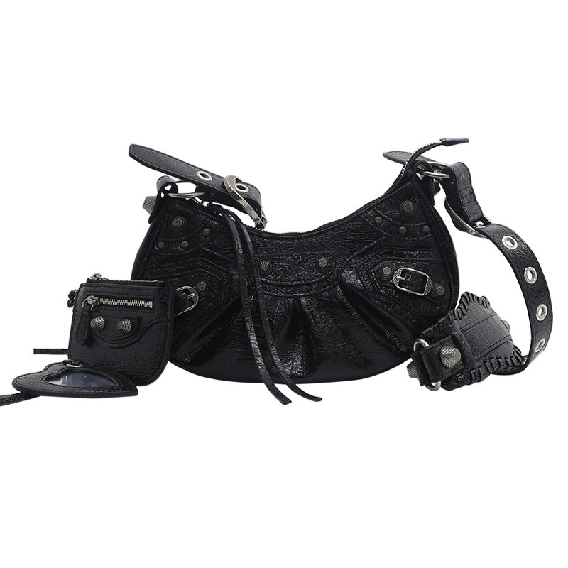 High Quality Rivet Motorcycle Sweet Cool Hot Three-in-one January Crossbody Bags