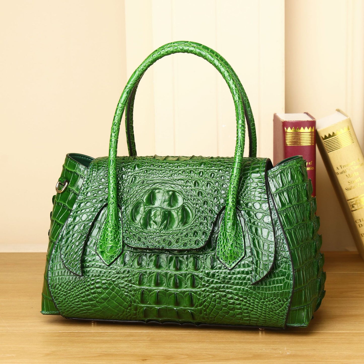 Women's Stylish Crocodile Pattern Croissant Fashion Handbags