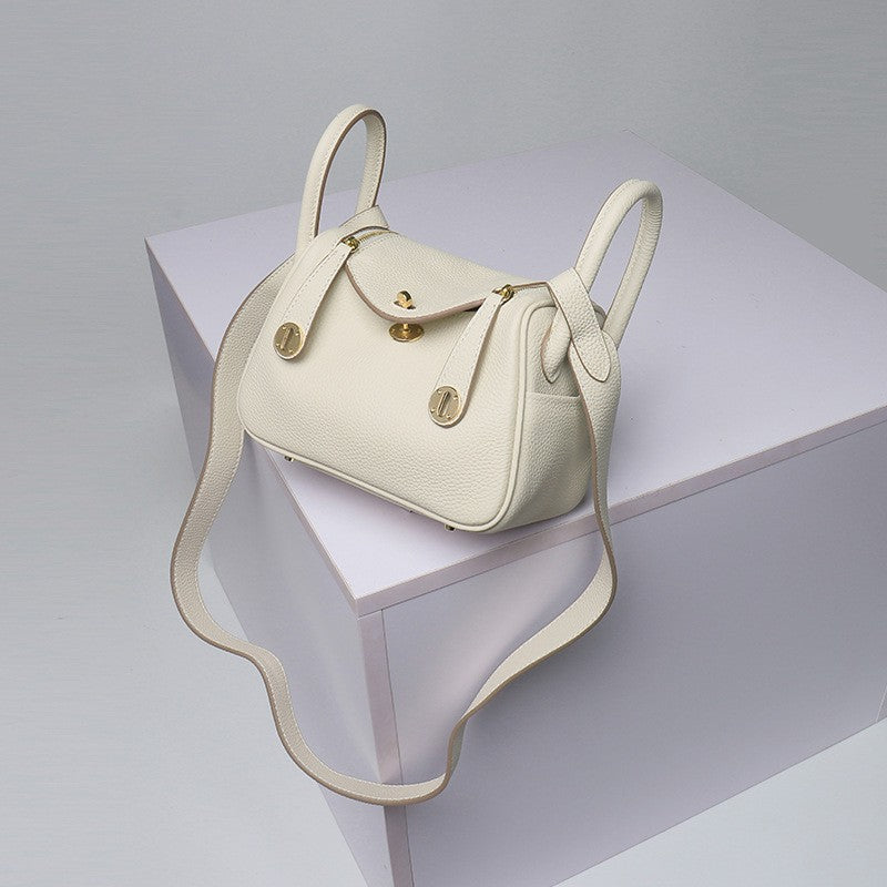 Layer Cowhide Lychee Pattern Lindy Doctor Genuine Leather Crossbody Bags