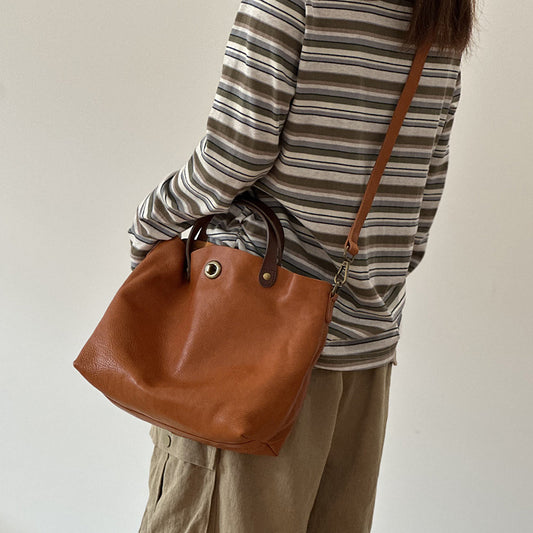 Women's Vegetable Tanned Leather Top Layer Genuine Portable Bags