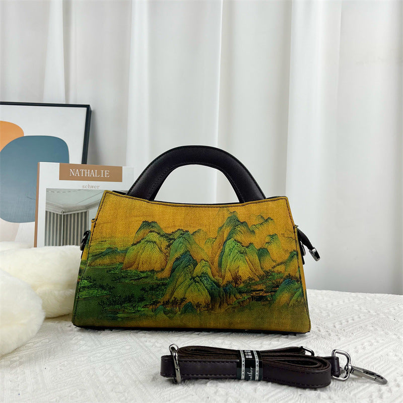 Women's Chinese Style Ink Painting Cheongsam Retro Fashion Handbags