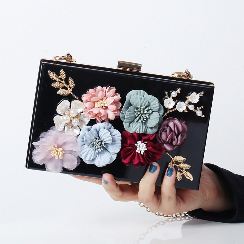 Women's Oblique Flower Party Fashion Wear Chain Evening Bags