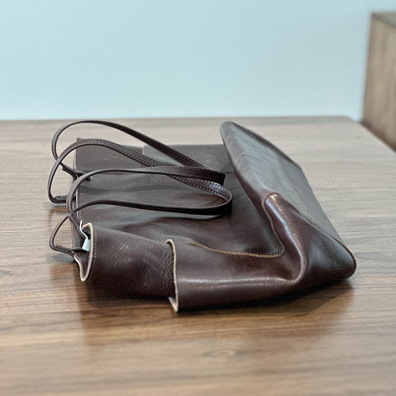 Women's Practical Genuine Leather Large Vegetable Tanning Shoulder Bags