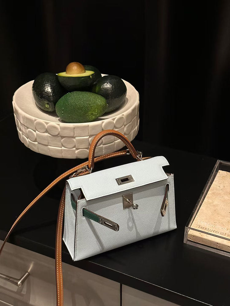 Women's High-grade Contrast Color Cowhide Kelly Fashion Shoulder Bags