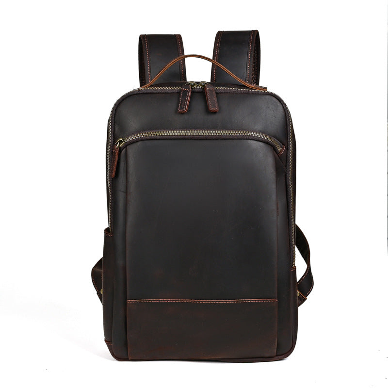 Men's Crazy Horse Leather Retro Business Large Backpacks