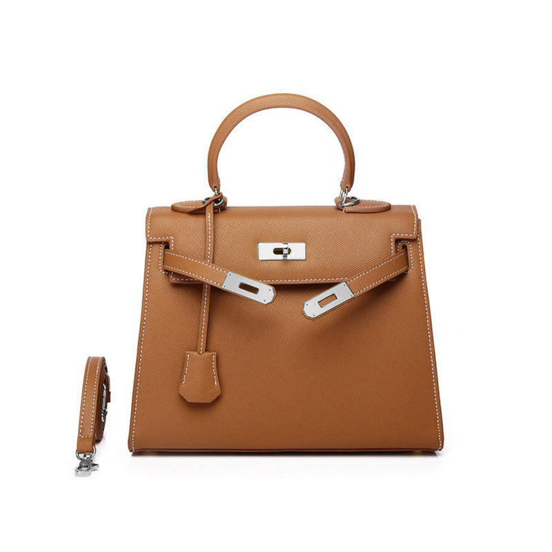 Women's Palm Print Cowhide Platinum Twist Genuine Handbags
