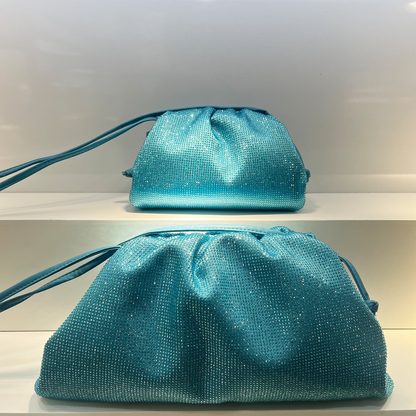 Women's Water Bright Crystal Cloud Fashion Commuter Pleated Crossbody Bags