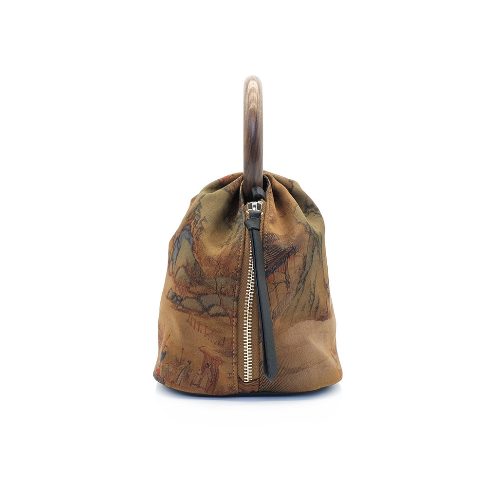 Yarn Wooden Chinese Style Hand Carrying Crossbody Bags
