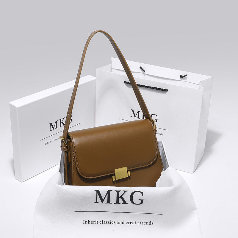 Surrogate Shopping Genuine Leather Niche High-grade Versatile Shoulder Bags