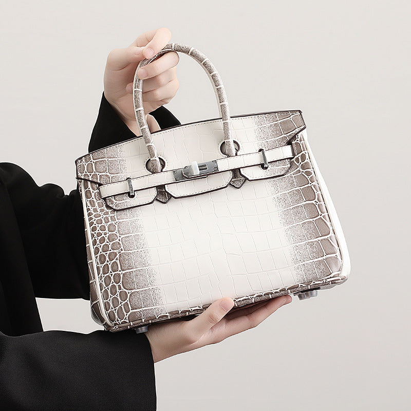 Crocodile Pattern Sier High-grade Large Capacity Handbags