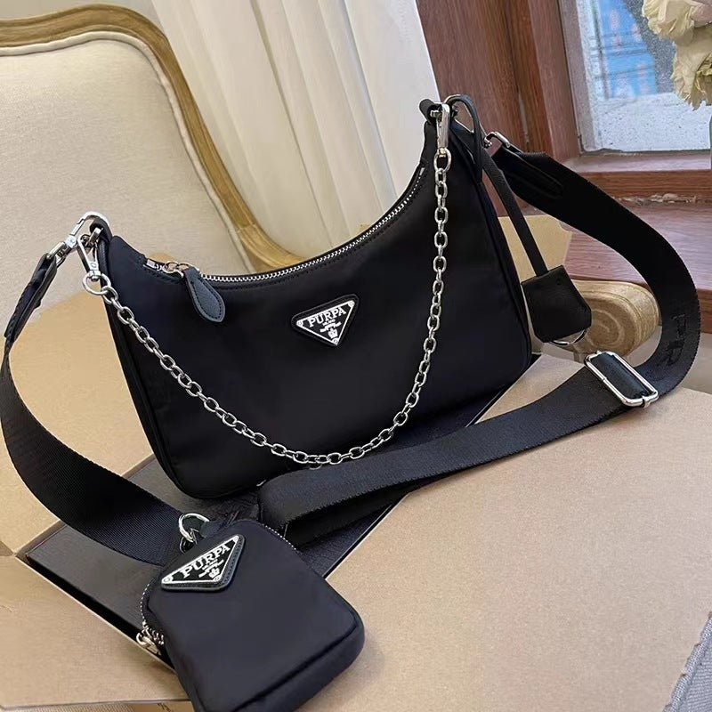Recycled Nylon Three-in-one Chain Underarm Version Crossbody Bags