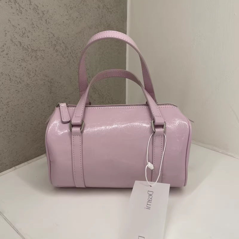 Women's Wax Cowhide Pillow Korean Style Size Shoulder Bags