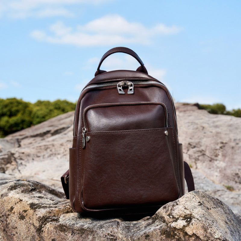 Women's High-grade Vegetable Tanned Leather Fashion Commuter Backpacks