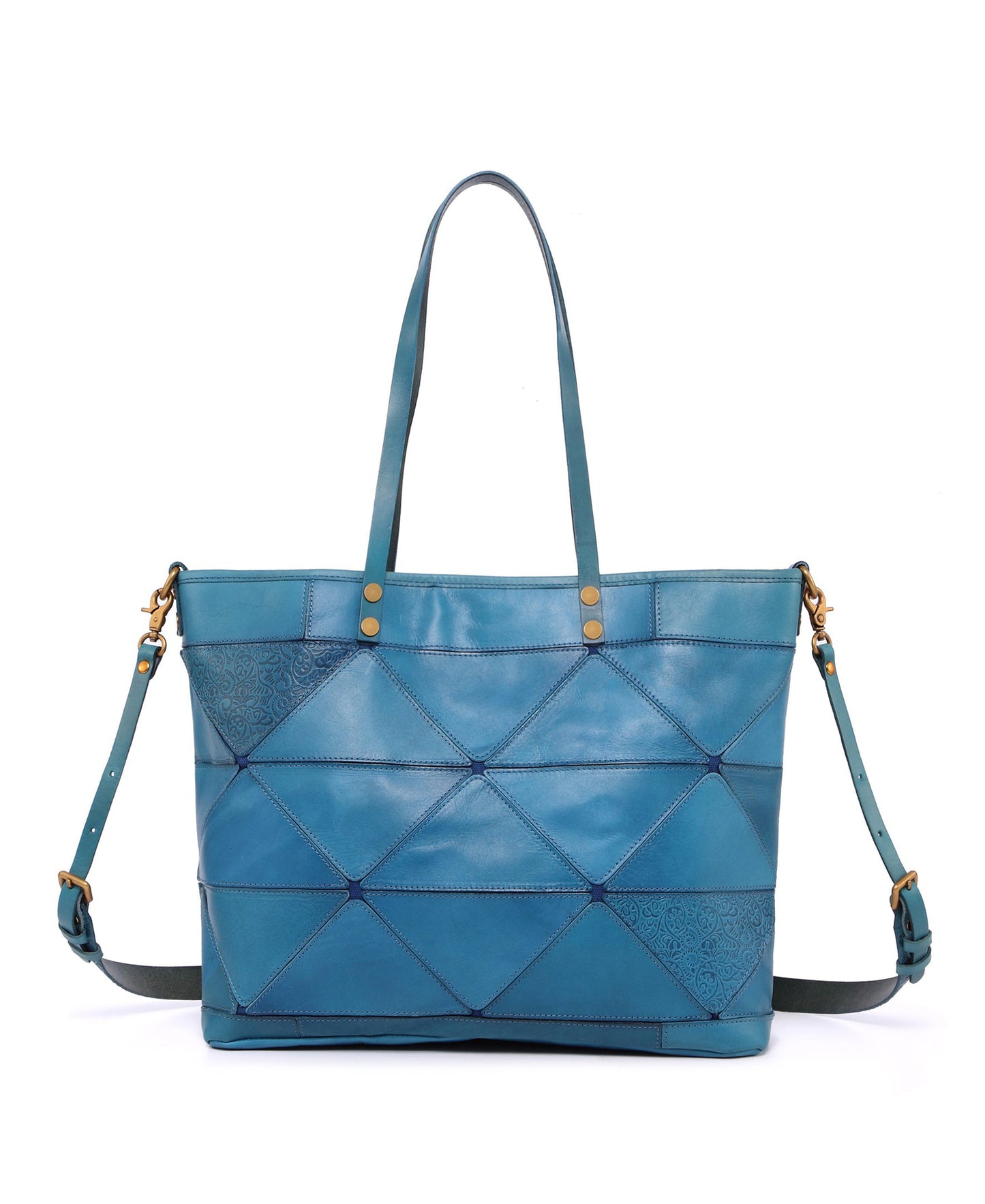 Women's Plaid Handmade Vintage Leather Geometric Stitching Top Layer Shoulder Bags