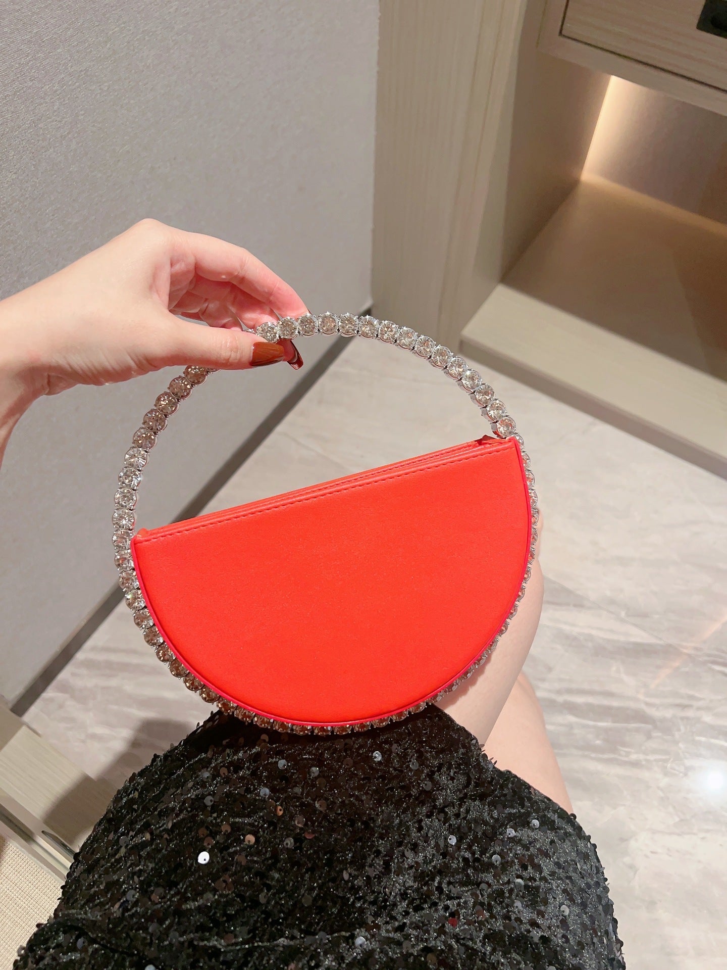 Round Crystal Shiny Clutch Little Fairy Evening Bags