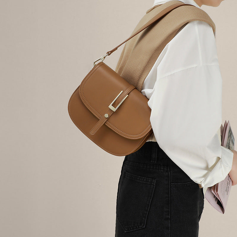 Women's Fashion Genuine Leather Saddle Underarm Crossbody Bags