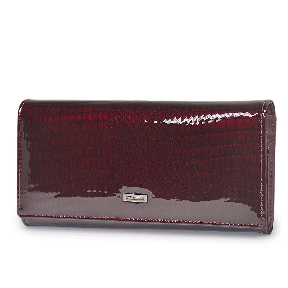 Women's Magnetic Snap Patent Leather Long Multiple Ladies Wallets