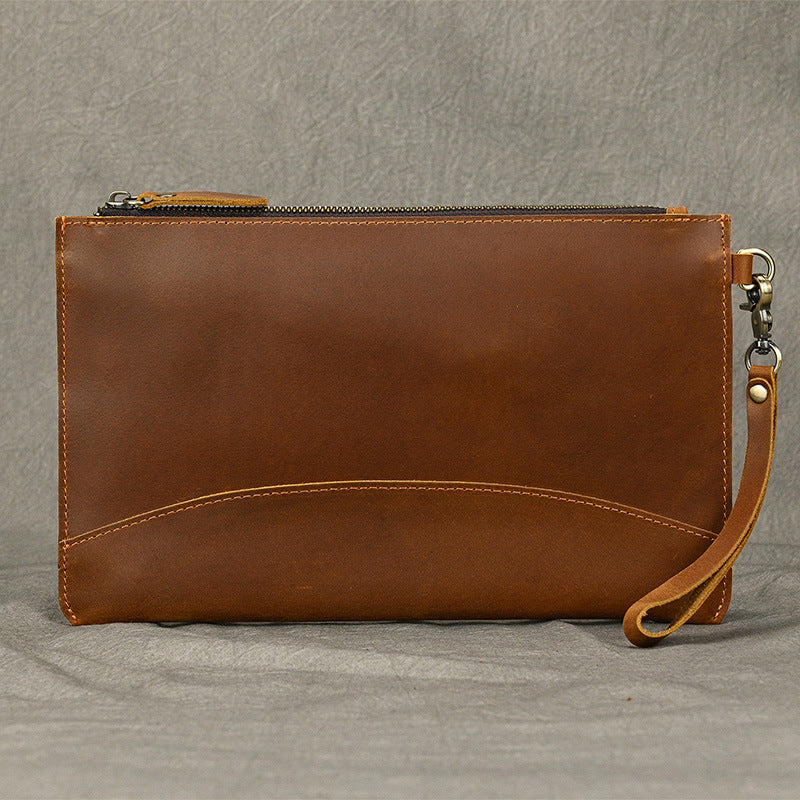 Men's Clutch Crazy Horse Leather First Layer Bags
