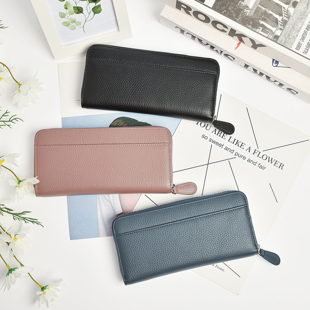 Women's Long Genuine Leather Multiple Slots Large Ladies Wallets