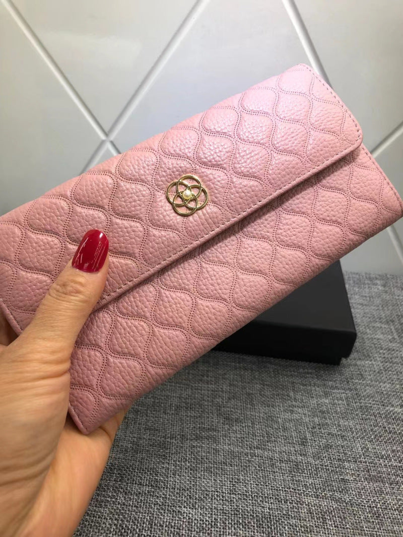 Leather Female Long Simple Embossed Cowhide Ladies Wallets