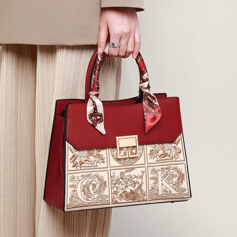 Women's Versatile Genuine Leather Mother High Sense Handbags