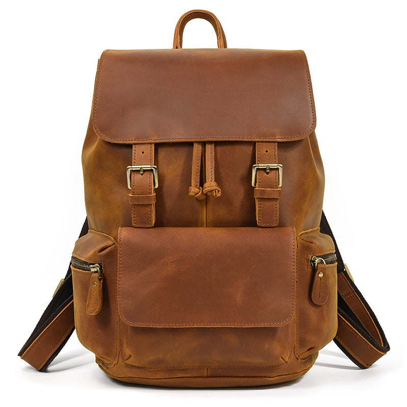 Men's Horse Leather Vintage Genuine Flip First Backpacks