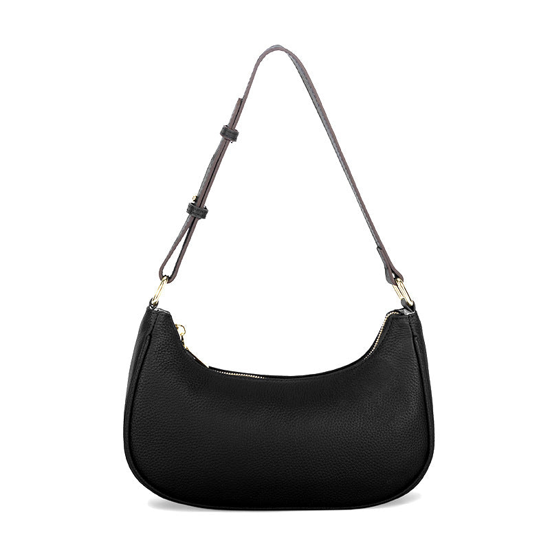 Women's Baguette Underarm Design Crescent Moon Saddle Genuine Shoulder Bags