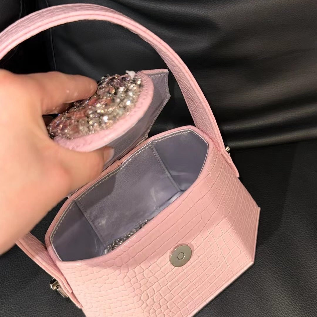 Women's Leather Diamond Shiny Dinner Designer Handbags