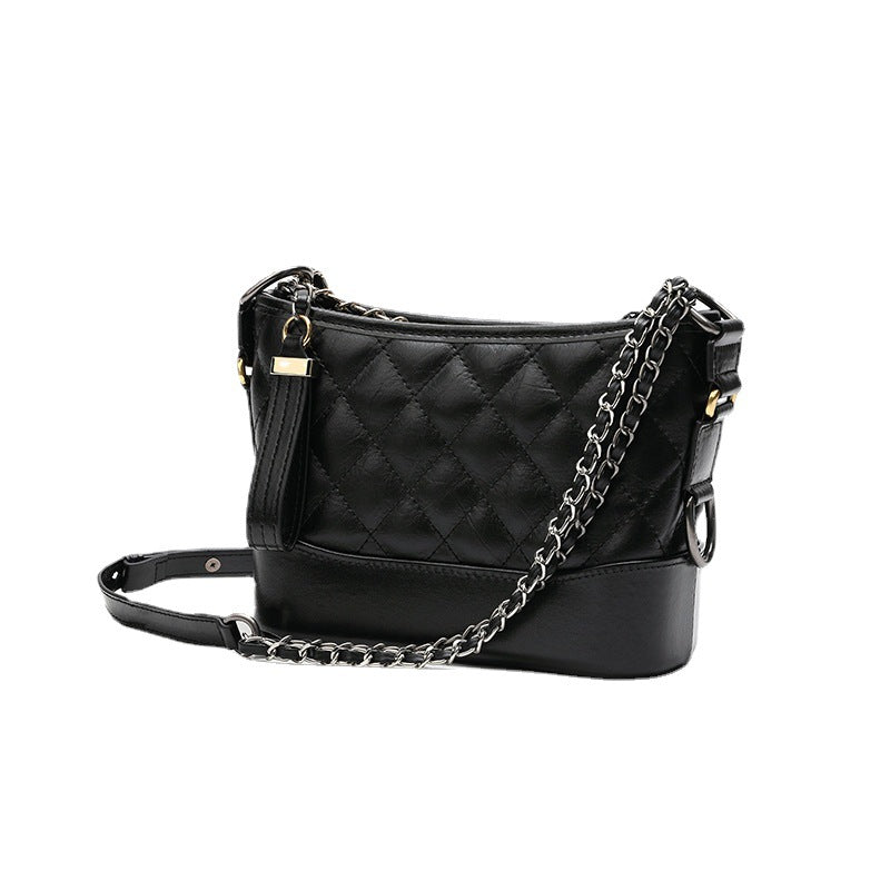 Women's Style Genuine Leather For Hobo Rhombus Chain Crossbody Bags