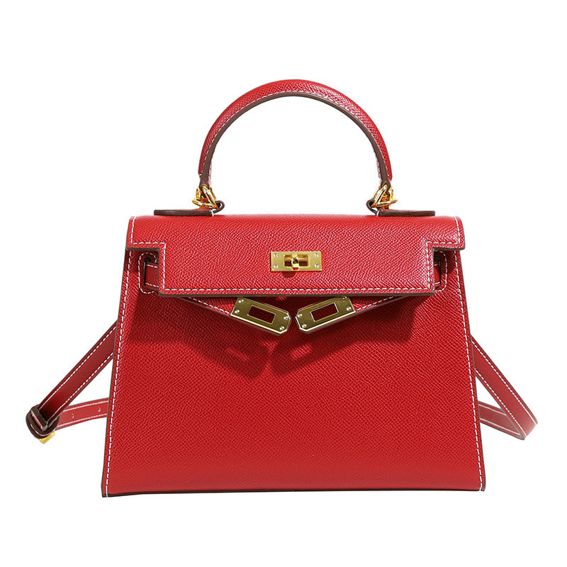 Retro Kelly Palm Pattern Genuine Leather Shoulder Bags