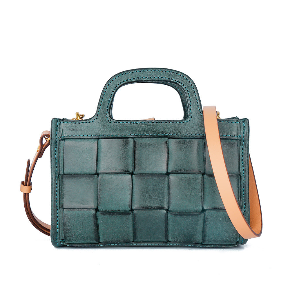 Women's Genuine Leather Woven Retro Fashion Crossbody Bags