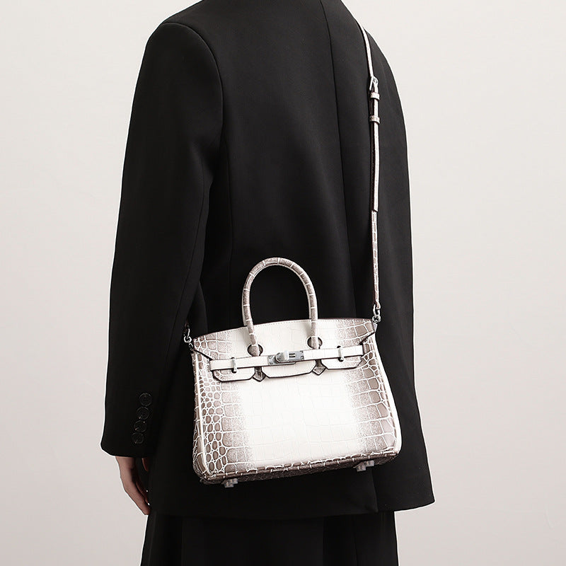 Crocodile Pattern Sier High-grade Large Capacity Handbags