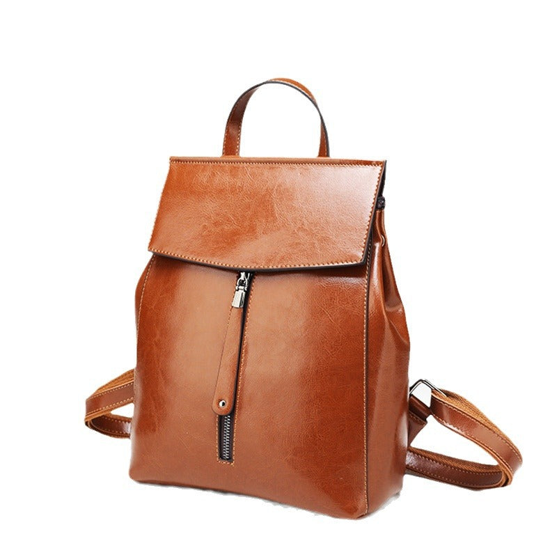 Women's Fashion Leather Oil Wax Trendy Backpacks