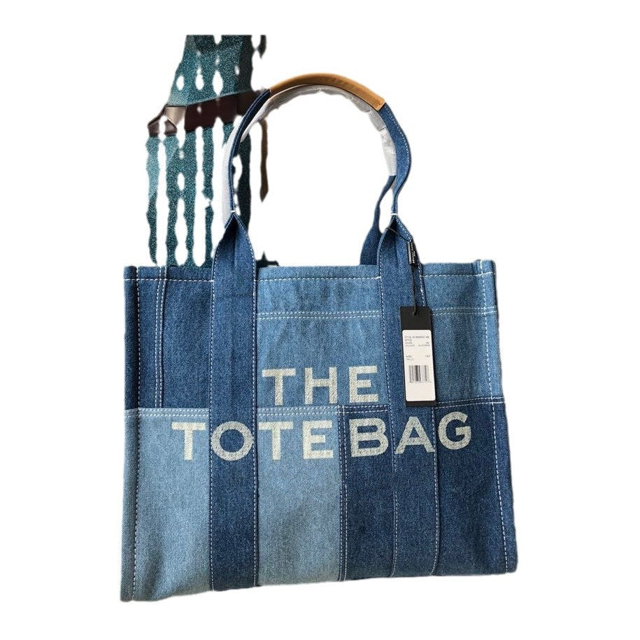 Mini Denim Color Matching Portable Shopping Handbags