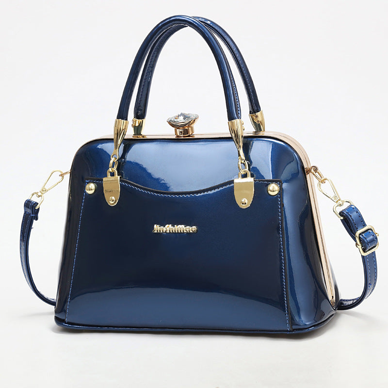 Women's Popular Bright Leather Steel Frame Fashion Handbags
