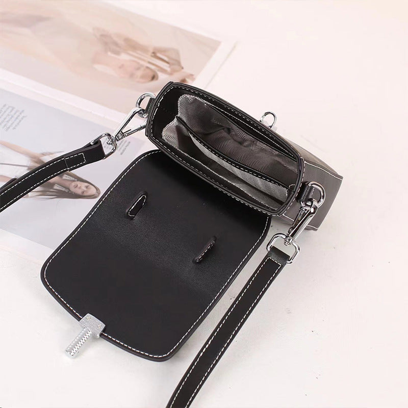 Style Vertical Leather Cowhide Mini Female Crossbody Bags
