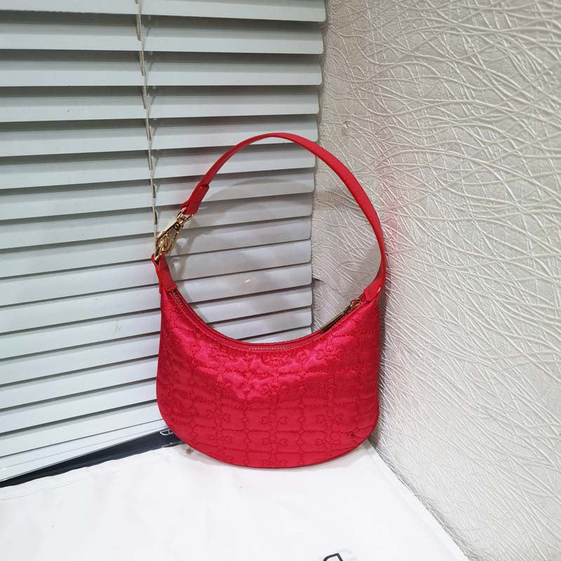 Rich Mini Portable Niche Satin Crescent Handbags