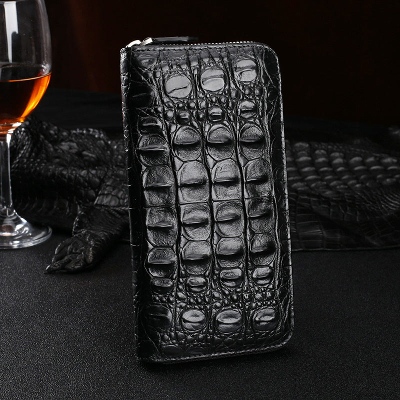 Men's Crocodile Leather Clutch Mid-length Business Zip Men's Wallets