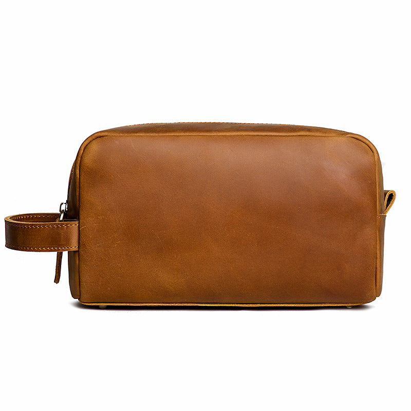 Men's Crazy Horse Leather Toiletry Business Trip Men's Handbags