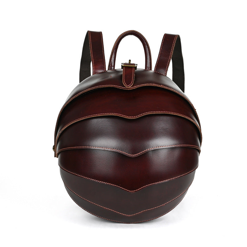 Men's Vintage Genuine Leather Beetle Trend Large Backpacks