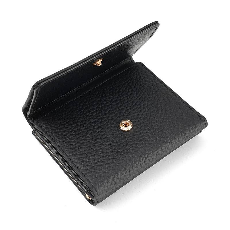 Layer Cowhide Multi Slots Contrast Color Purses