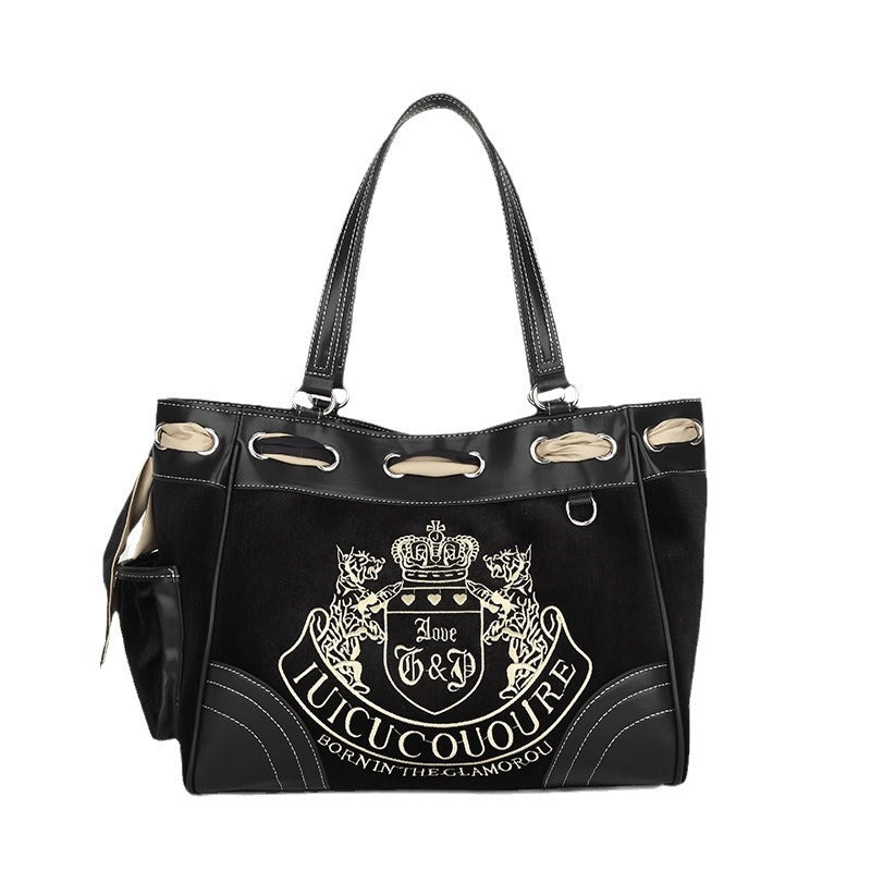 Women's Retro Fashionable Hot Embroidery Contrast Color Handbags