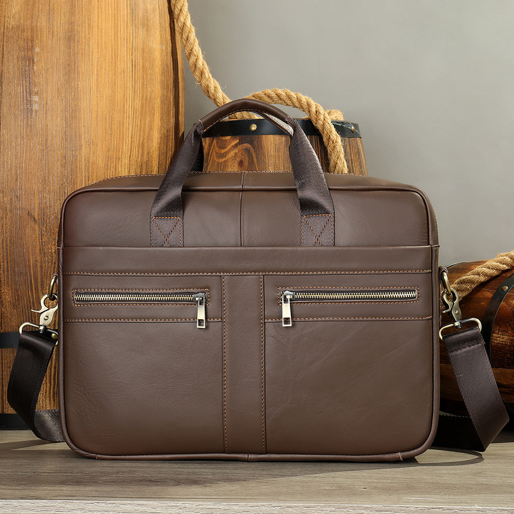 Men's First Layer Cowhide Genuine Leather Computer Men's Briefcases