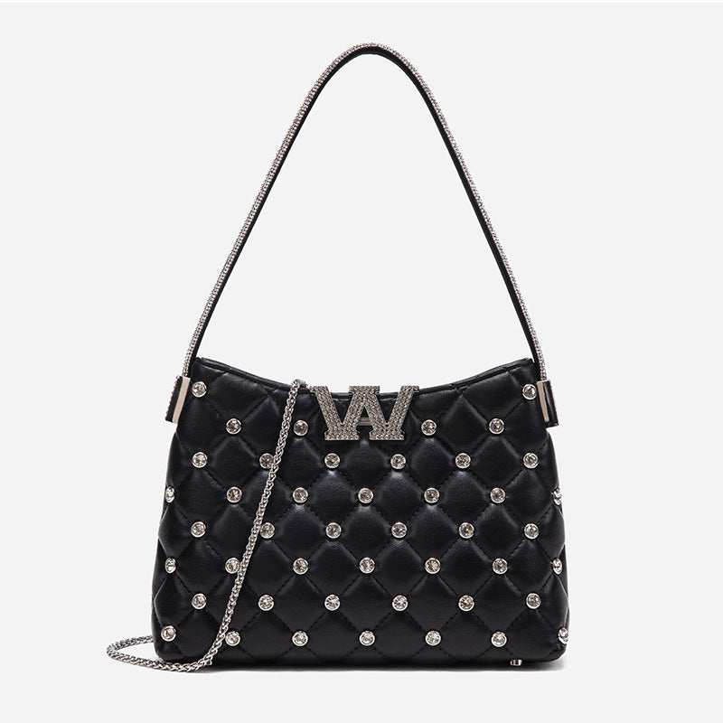 Women's Rhinestone Quartz Diamond Chain Alexander Wang Underarm Bags